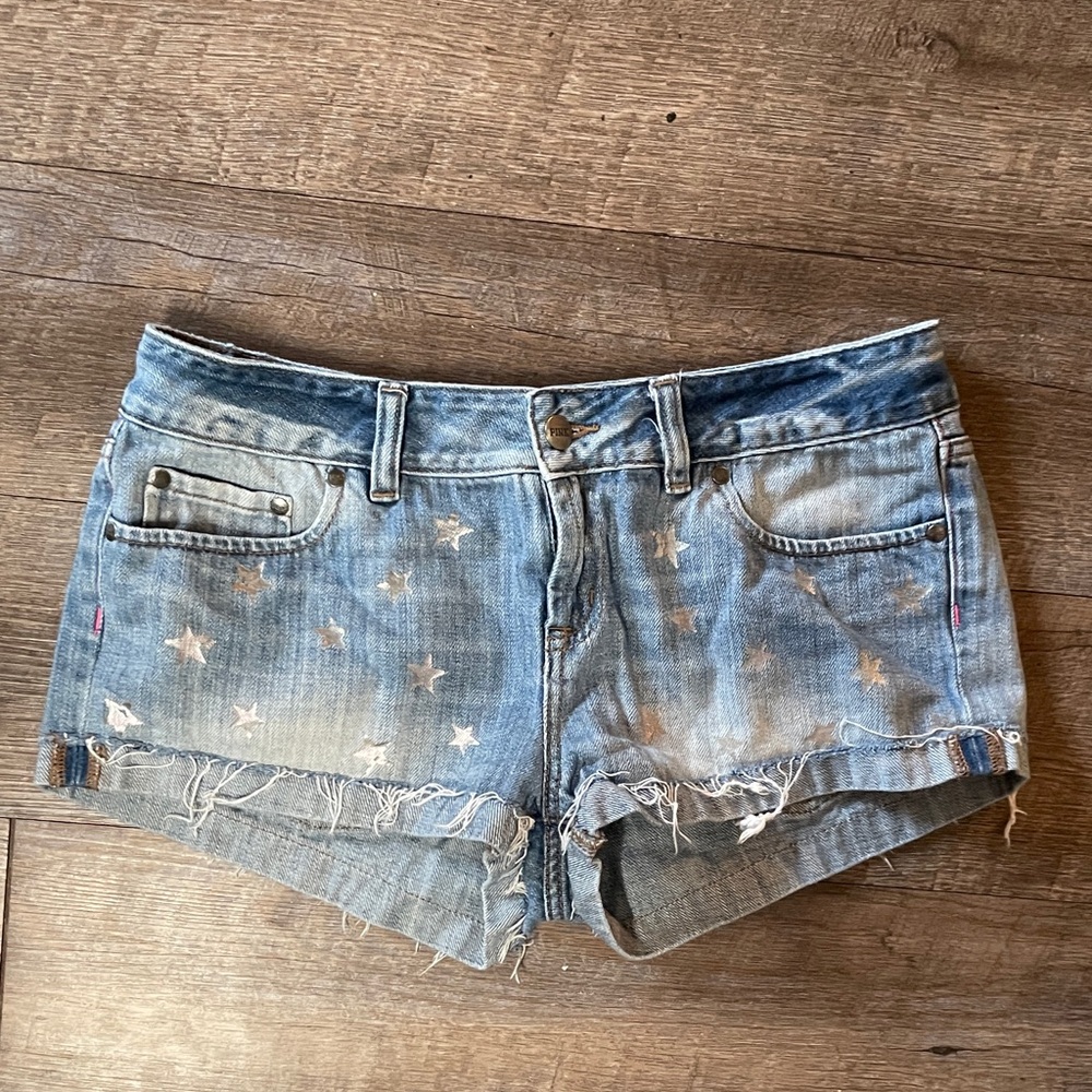 Victoria's Secret PINK Star Print Denim Jean Short Shorts